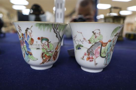 A pair of Chinese famille rose cups, Tongzhi marks and of the period (1862-74), height 7.5cm